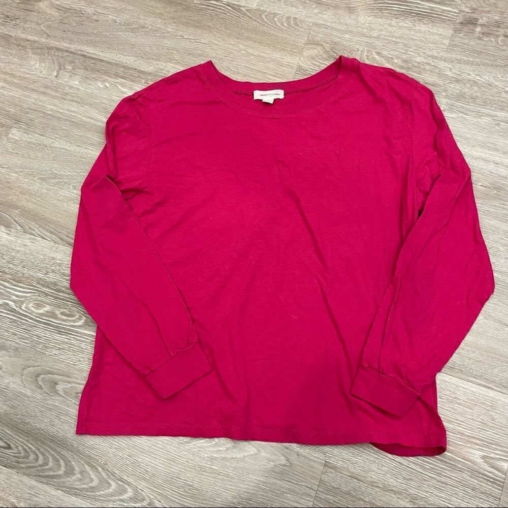 7. Threasure & Bond Fuchsia Long sleeves lightweight cotton top